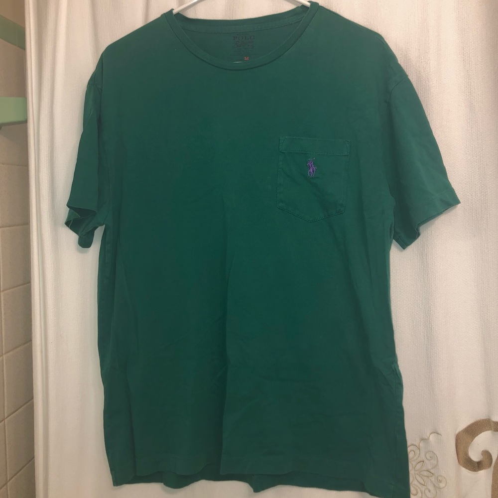 RALPH LAUREN Army Green Shirt with Purple Logo